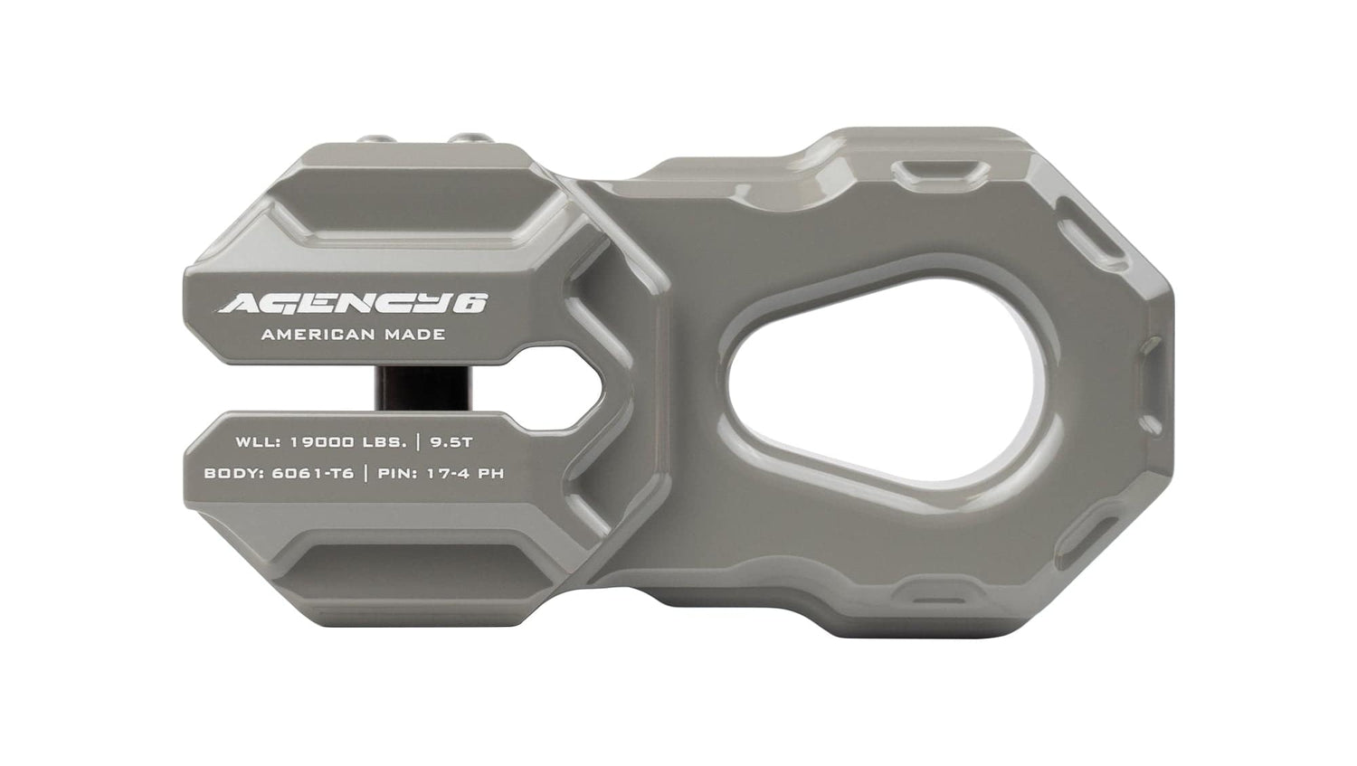 Agency6.com Off Road Adventure Agency 6™ Billet Winch Shackle - Earth Grey