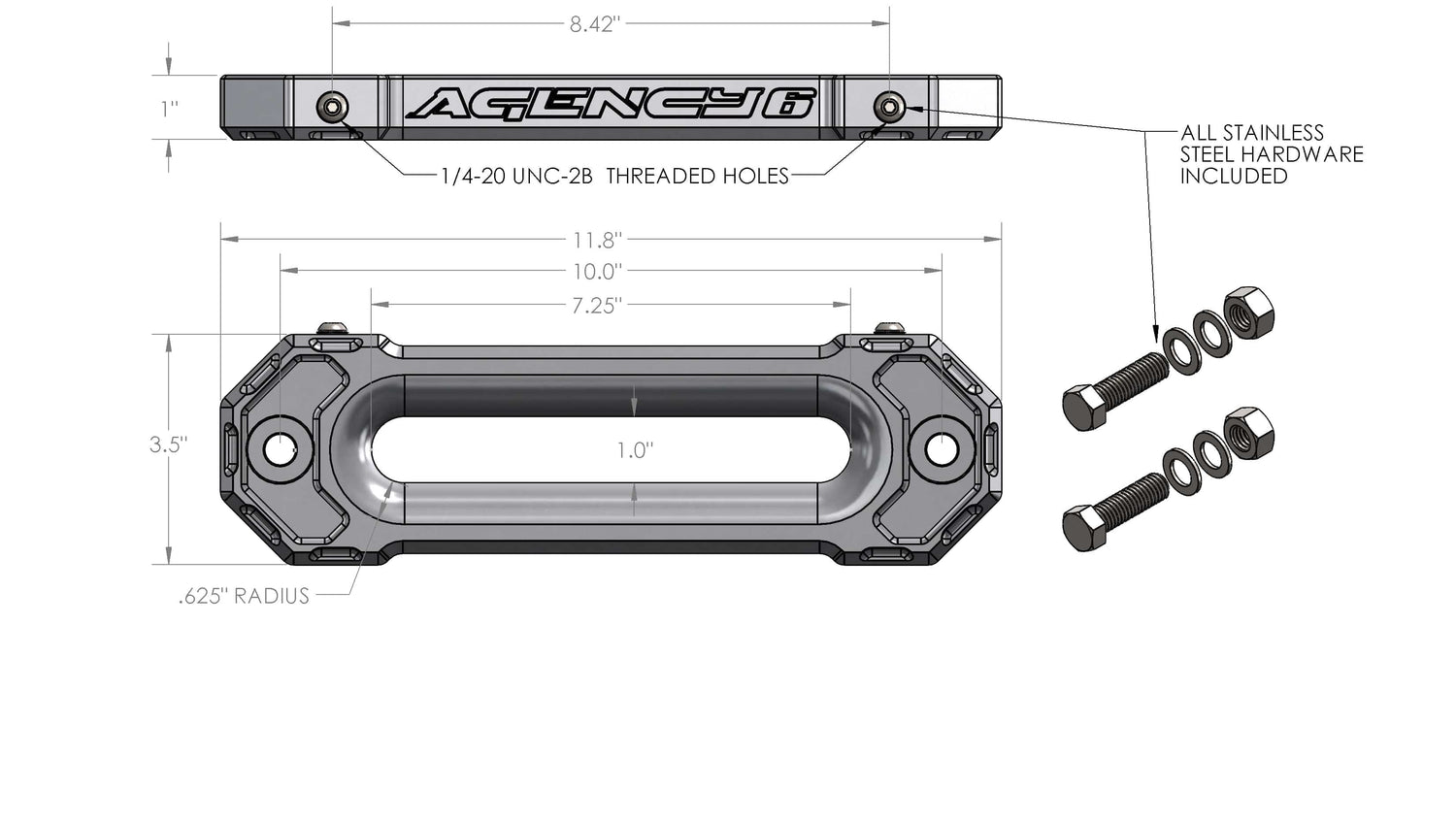 Agency6.com Off Road Adventure Agency 6™ Fairlead (1.0" Thick) - Black