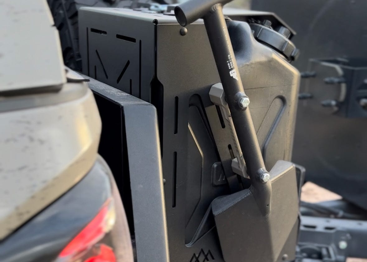 Backwoods Adventure Mods Fuel Storage Jerry's Can Holder - Dual Universal Jerry Can Carrier