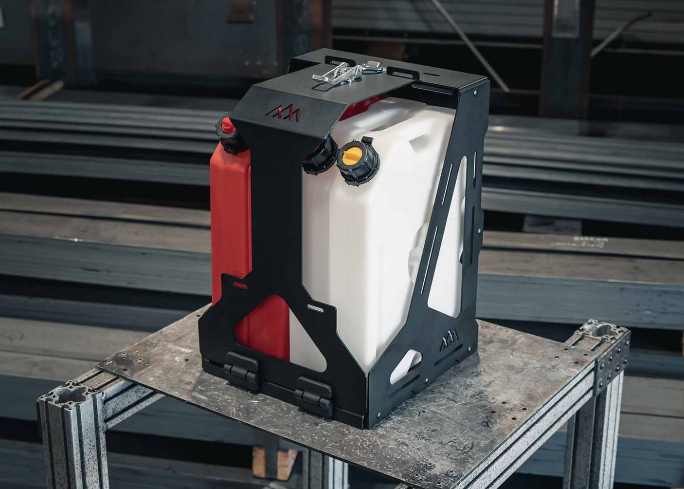 Backwoods Adventure Mods Fuel Storage Jerry's Can Holder - Dual Universal Jerry Can Carrier