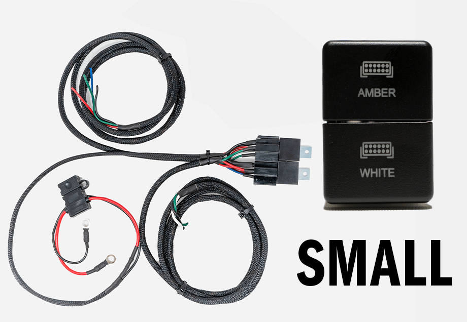 Cali Raised LED LED Light Bars Dual Function Wire Harness and Small Dual Function Switch 43" Amber/White Dual Function LED Bar