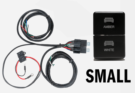 Cali Raised LED LED Light Bars Dual Function Wire Harness and Small Dual Function Switch 43" Amber/White Dual Function LED Bar