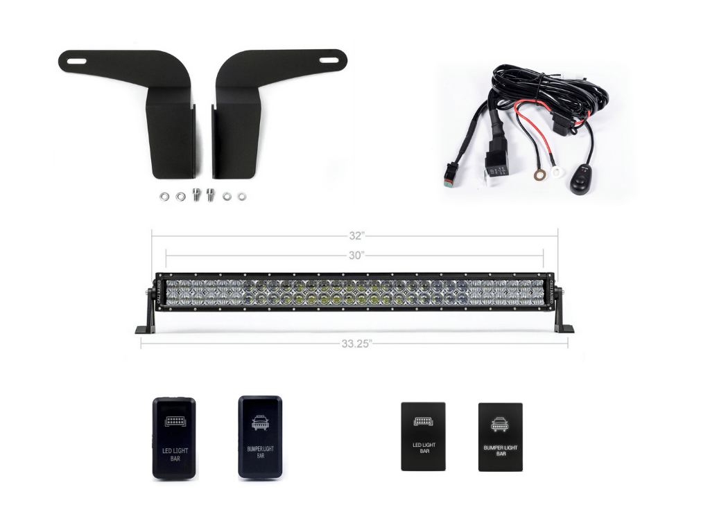 Cali Raised LED LED Light Mount Kits 32" Lower Bumper Flush LED Light Bar Brackets Kit For 2005-2015 Toyota Tacoma