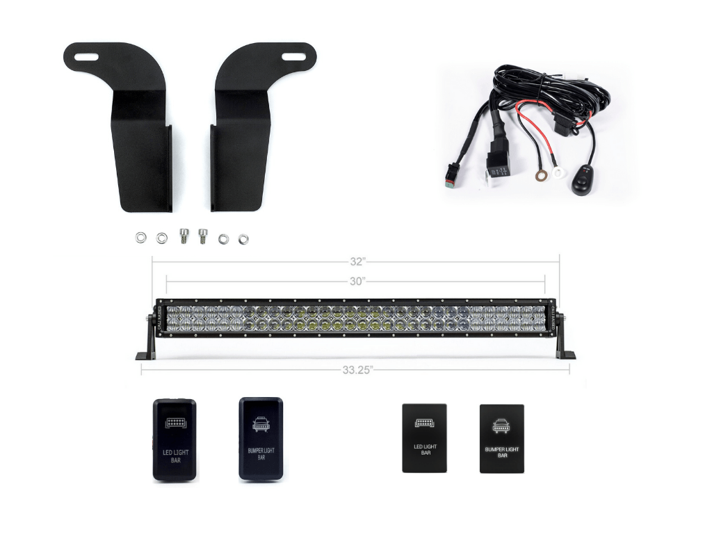 Cali Raised LED LED Light Mount Kits 32" Lower Bumper Hidden LED Light Bar Brackets Kit For 2005-2015 Toyota Tacoma