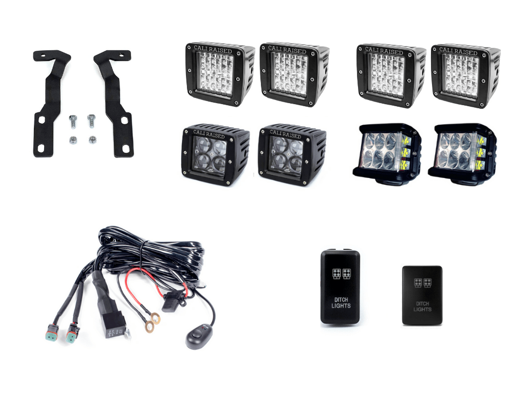Cali Raised LED LED Light Mount Kits Low Profile Ditch Light Brackets Kit For 2016-2023 Toyota Tacoma