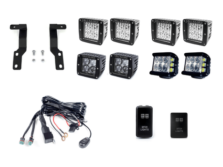 Cali Raised LED LED Light Mount Kits Low Profile LED Ditch Light Brackets Kit For 2005-2015 Toyota Tacoma