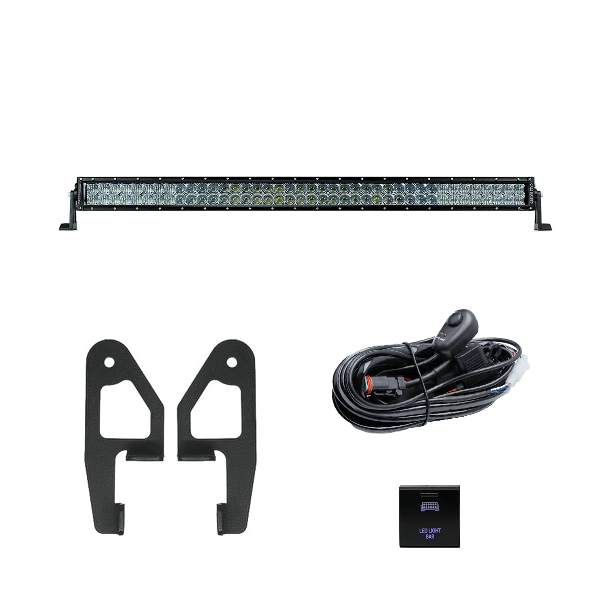 Cali Raised LED LED Light Mounts/Combos 42 in White Dual Row SPOT Beam W/ Square OEM Switch Premium Roof Rack Front Light Bar Kit for Toyota Tacoma 2024+