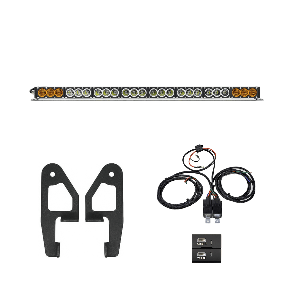 Cali Raised LED LED Light Mounts/Combos 43 in Dual Function W/ Square Dual OEM Switch Premium Roof Rack Front Light Bar Kit for Toyota Tacoma 2024+