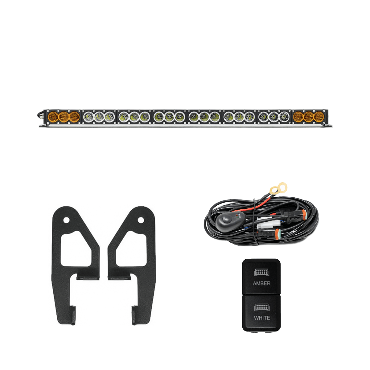 Cali Raised LED LED Light Mounts/Combos 43 in Dual Function W/ Tall Dual OEM Switch Premium Roof Rack Front Light Bar Kit for 2005-2023 Toyota Tacoma