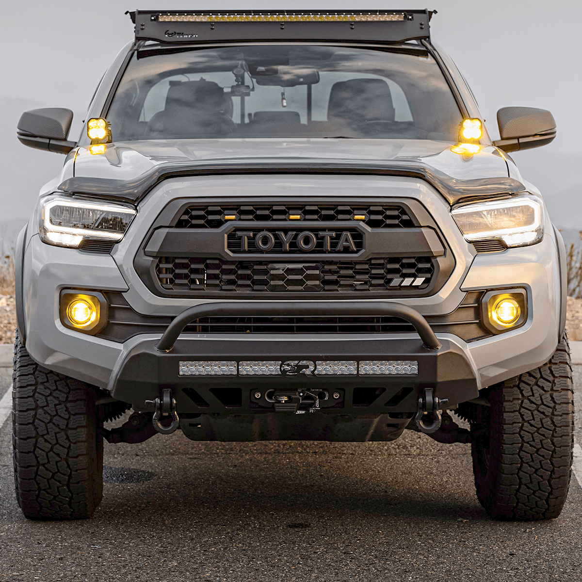 Cali Raised LED Rock Sliders/Armor Bull Bar / 32" LED Bar (Combo) Stealth Bumper For 2016-2023 Tacoma