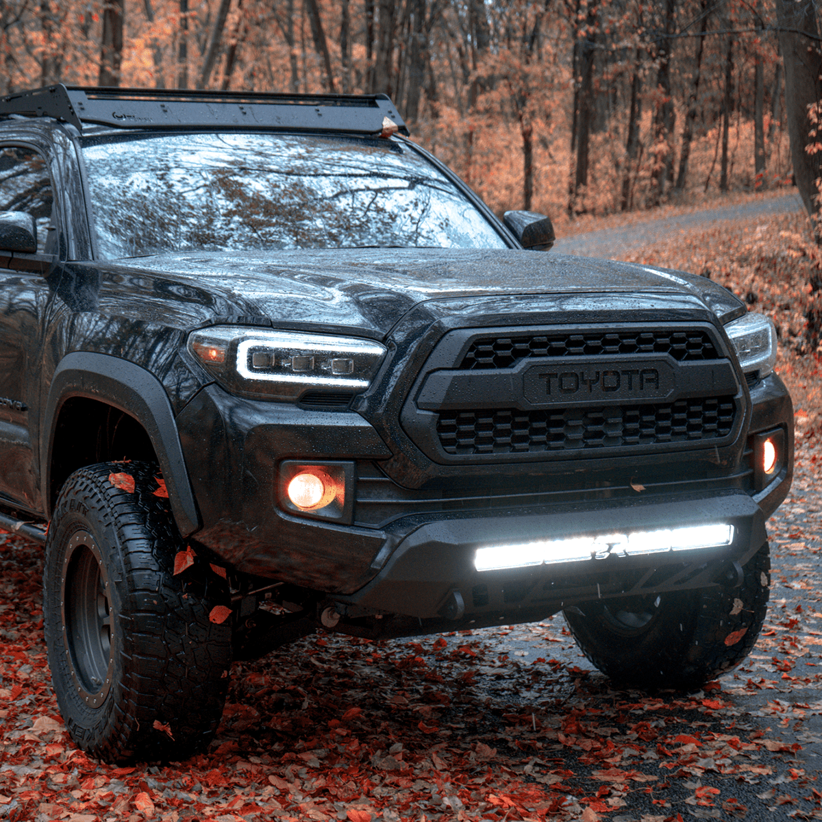 Cali Raised LED Rock Sliders/Armor No Bull Bar / 32" LED Bar (Combo) Stealth Bumper For 2016-2023 Tacoma