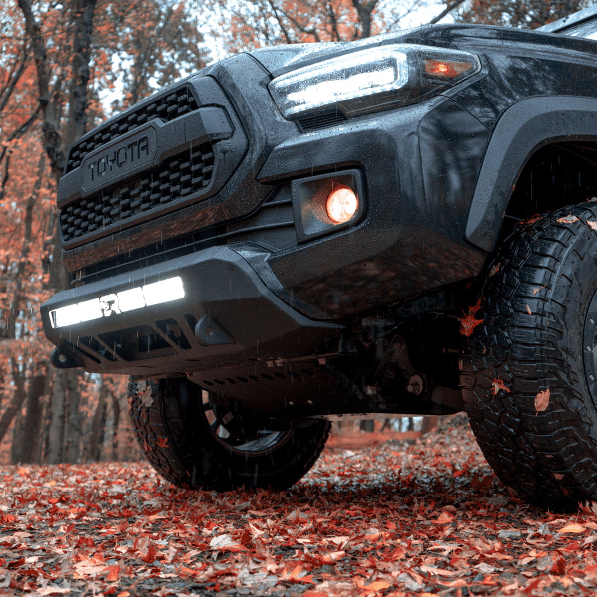 Cali Raised LED Rock Sliders/Armor No Bull Bar / 32" LED Bar (Spot) Stealth Bumper For 2016-2023 Tacoma