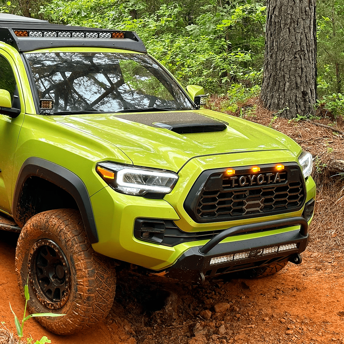 Cali Raised LED Rock Sliders/Armor Stealth Bumper For 2016-2023 Tacoma