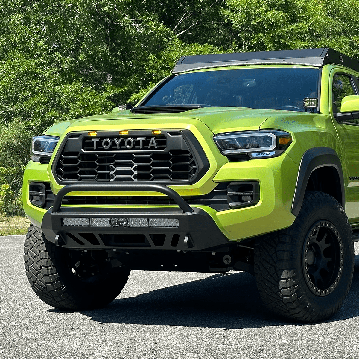 Cali Raised LED Rock Sliders/Armor Stealth Bumper For 2016-2023 Tacoma