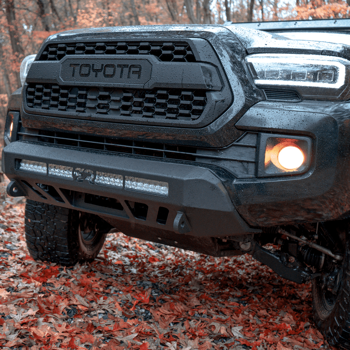 Cali Raised LED Rock Sliders/Armor Stealth Bumper For 2016-2023 Tacoma