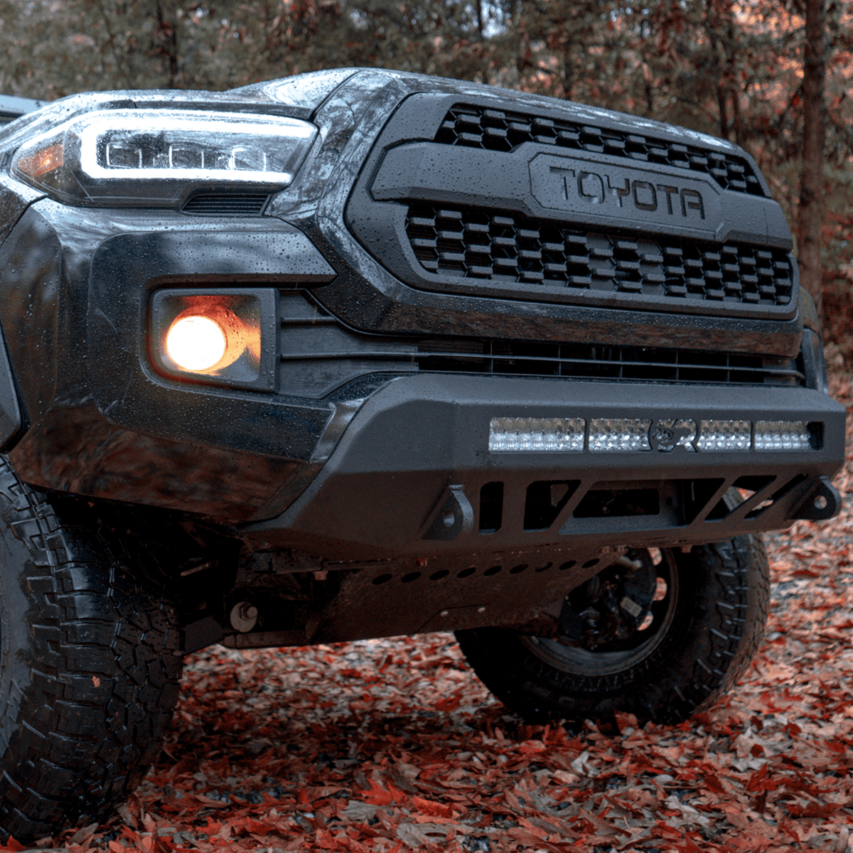 Cali Raised LED Rock Sliders/Armor Stealth Bumper For 2016-2023 Tacoma