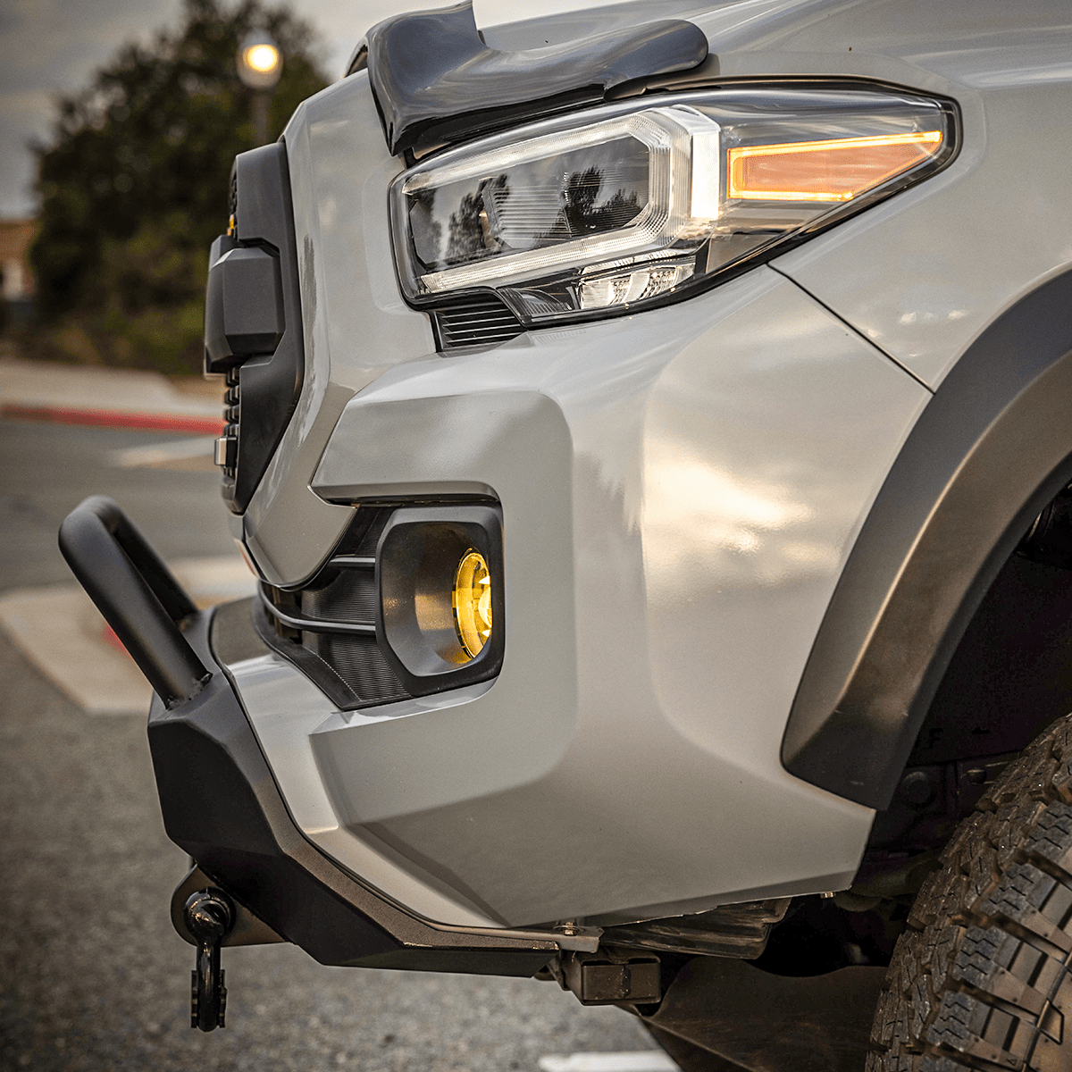 Cali Raised LED Rock Sliders/Armor Stealth Bumper For 2016-2023 Tacoma