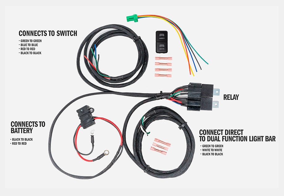 Cali Raised LED Wiring Wiring Harness for Dual Function Light Bar