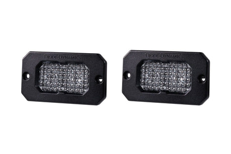 Diode Dynamics Flood / Cool White (6000K) Stage Series 2" SAE White Sport Flush Mount LED Pod (Pair)