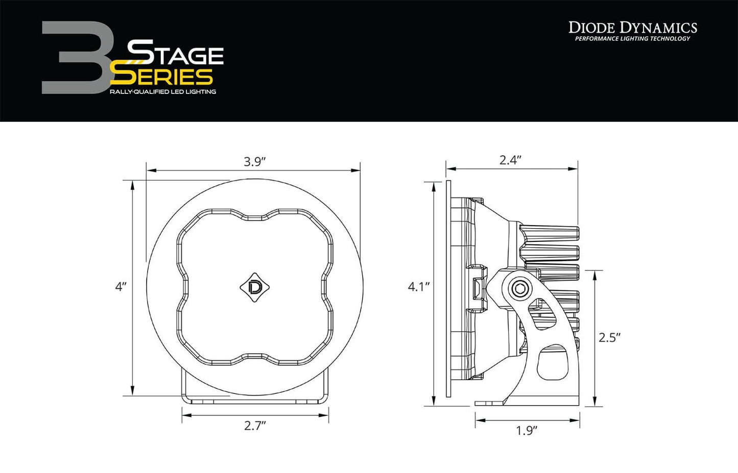 Diode Dynamics SAE Fog / None Stage Series 3" SAE White Max Round LED Pod (Pair)