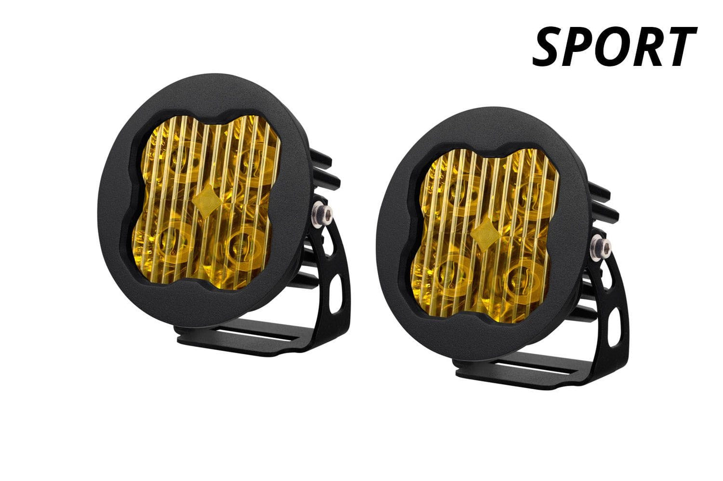 Diode Dynamics SAE Fog / None Stage Series 3" SAE Yellow Sport Round LED Pod (Pair)