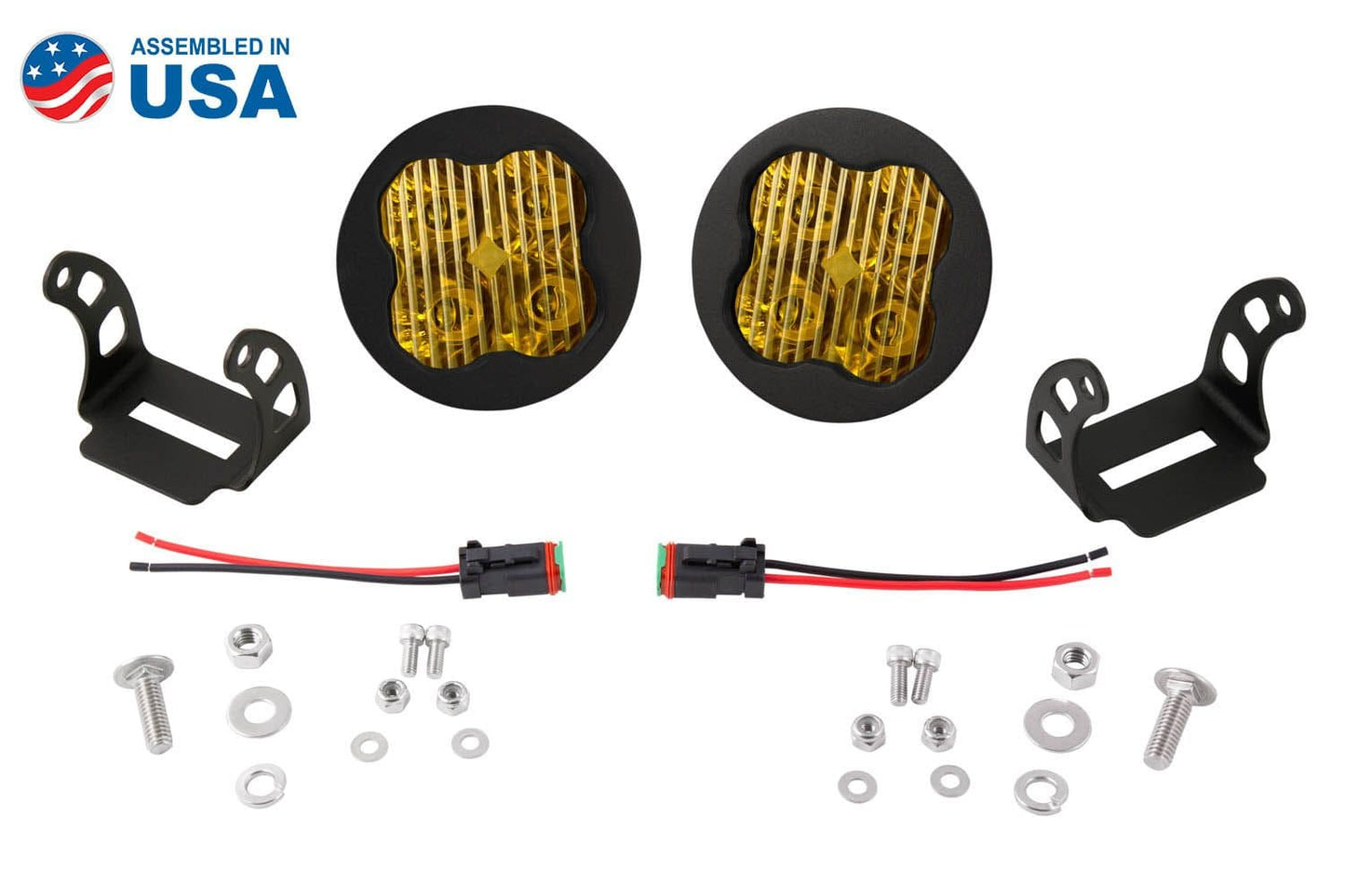 Diode Dynamics SAE Fog / None Stage Series 3" SAE Yellow Sport Round LED Pod (Pair)