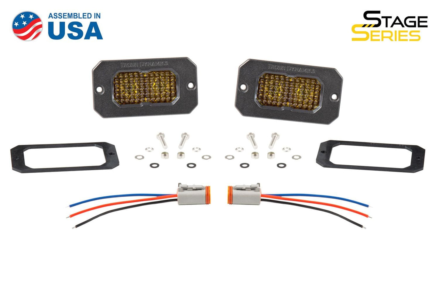 Diode Dynamics Stage Series 2" SAE Yellow Pro Flush Mount LED Pod (Pair)