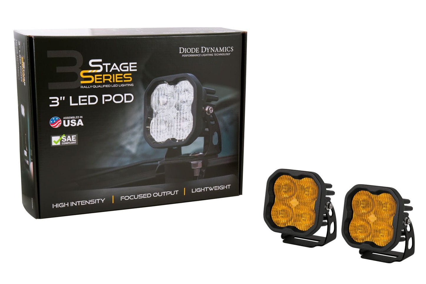 Diode Dynamics Stage Series 3" SAE Yellow Max LED Pod (Pair)
