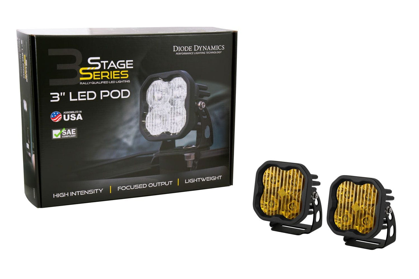 Diode Dynamics Stage Series 3" SAE Yellow Sport LED Pod (Pair)