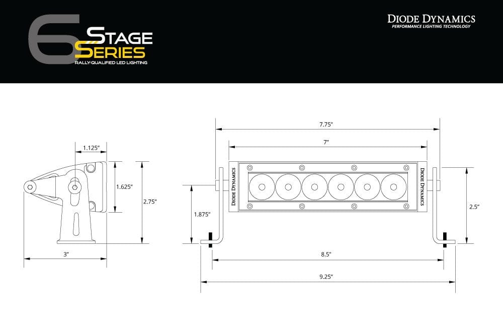 Diode Dynamics Stage Series 6" SAE/DOT White Light Bar (One)
