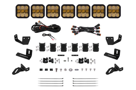 Diode Dynamics White Combo / 7-Pod / Sport SS5 CrossLink Lightbar Kit For Prinsu/Sherpa Roof Racks