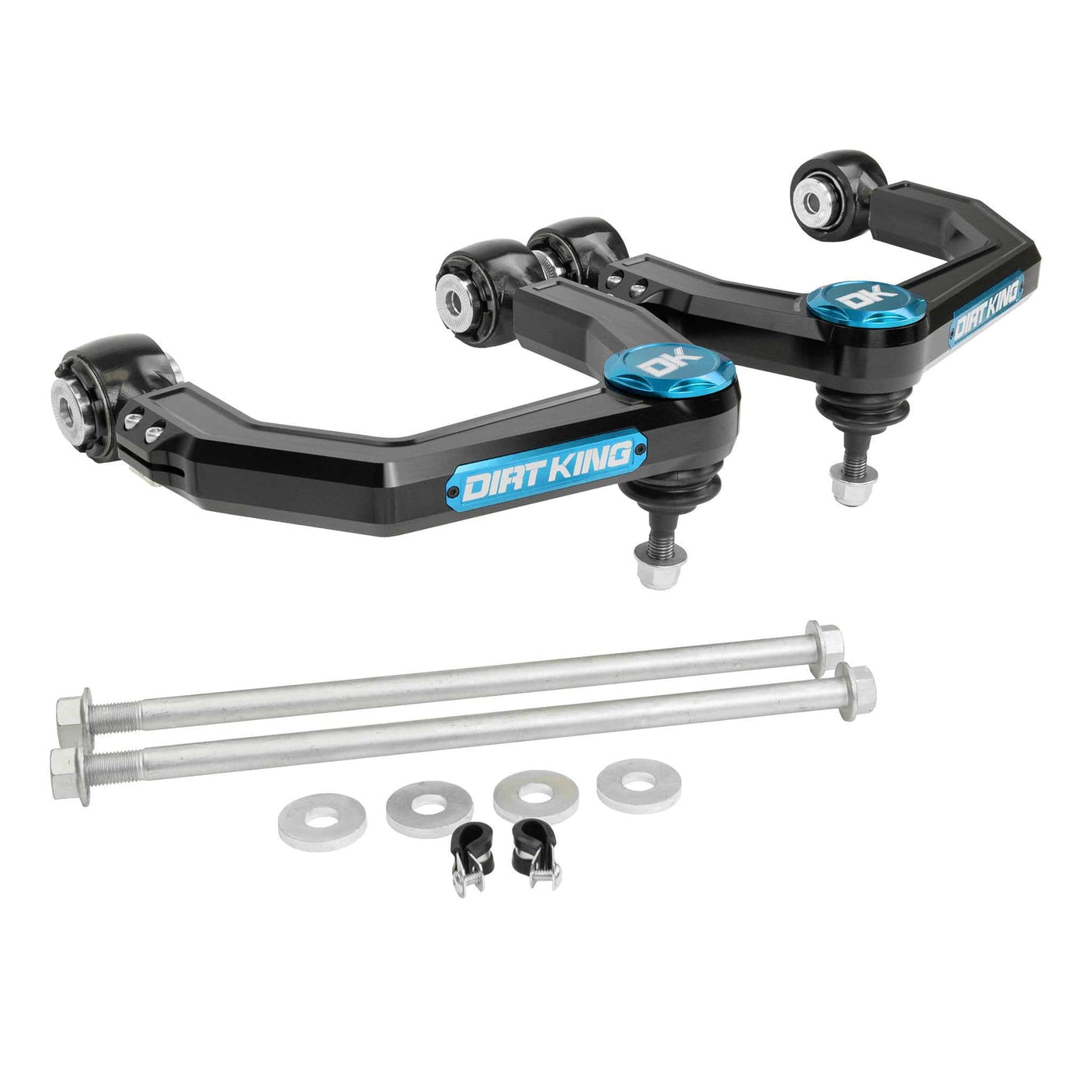 Dirt King Toyota SilentSpin Bushings (recommended) / Black Anodize / Blue Anodize Billet Upper Control Arms - 2005-2023 Tacoma