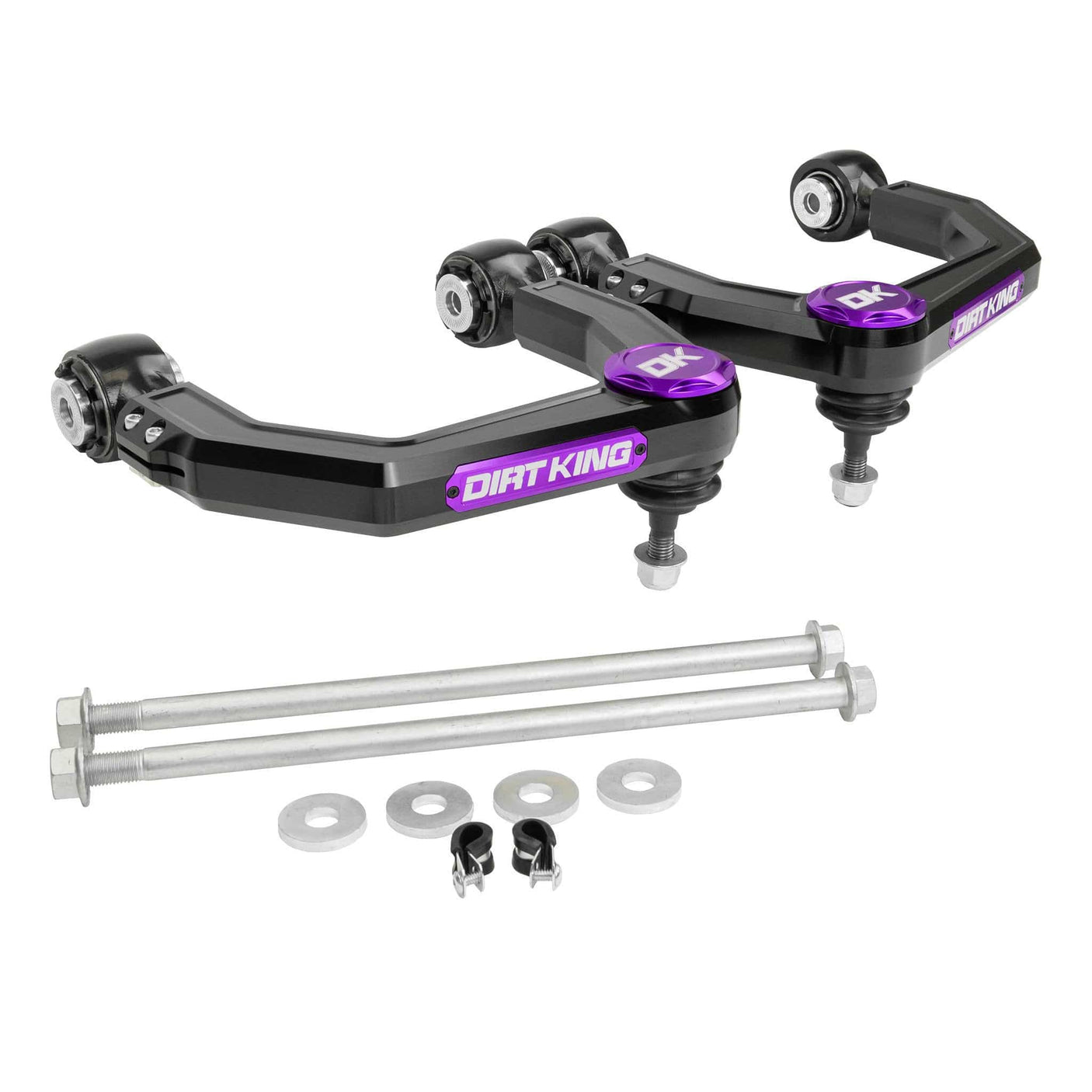 Dirt King Toyota SilentSpin Bushings (recommended) / Black Anodize / Purple Anodize Billet Upper Control Arms - 2005-2023 Tacoma