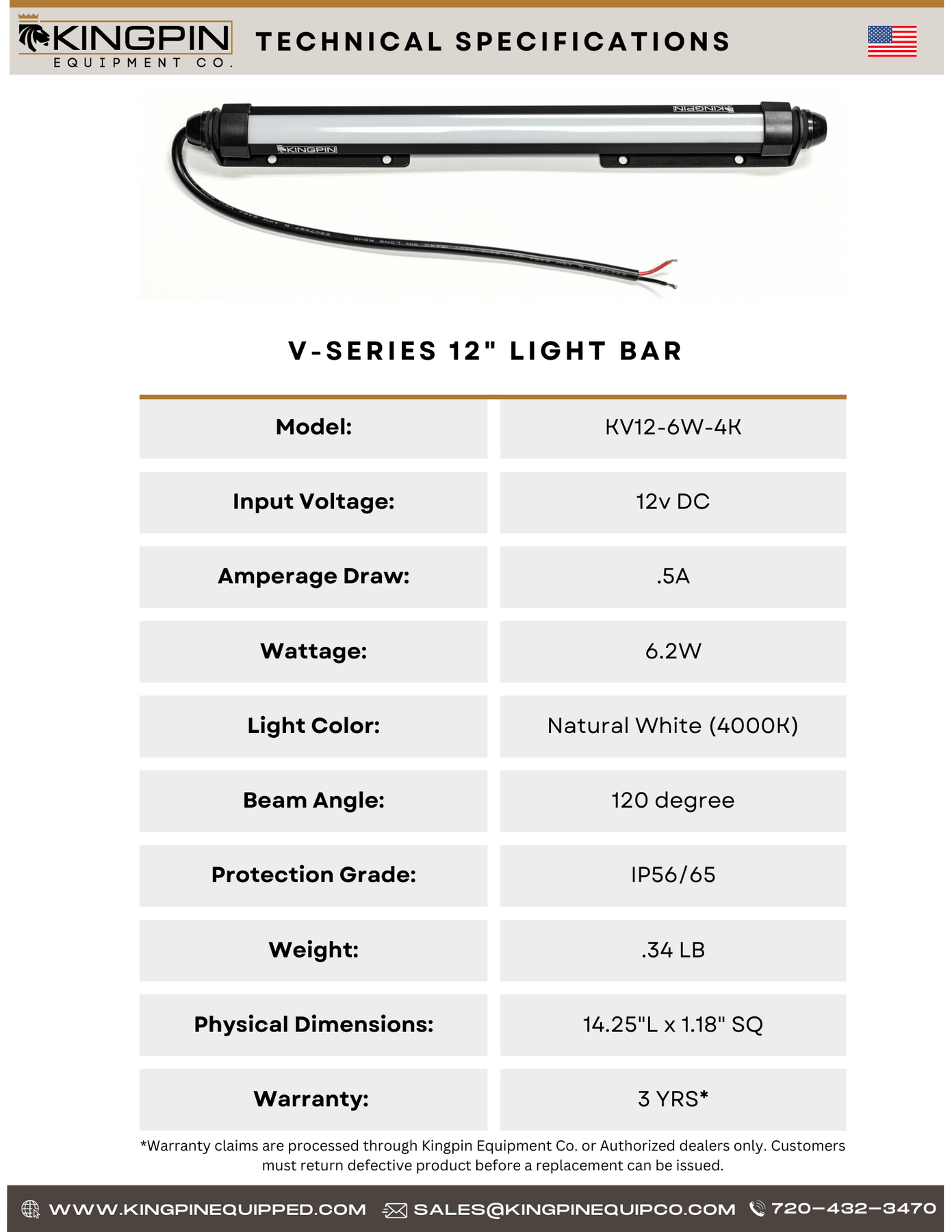 Kingpin V-SERIES 12" LIGHT BAR, 4-PACK