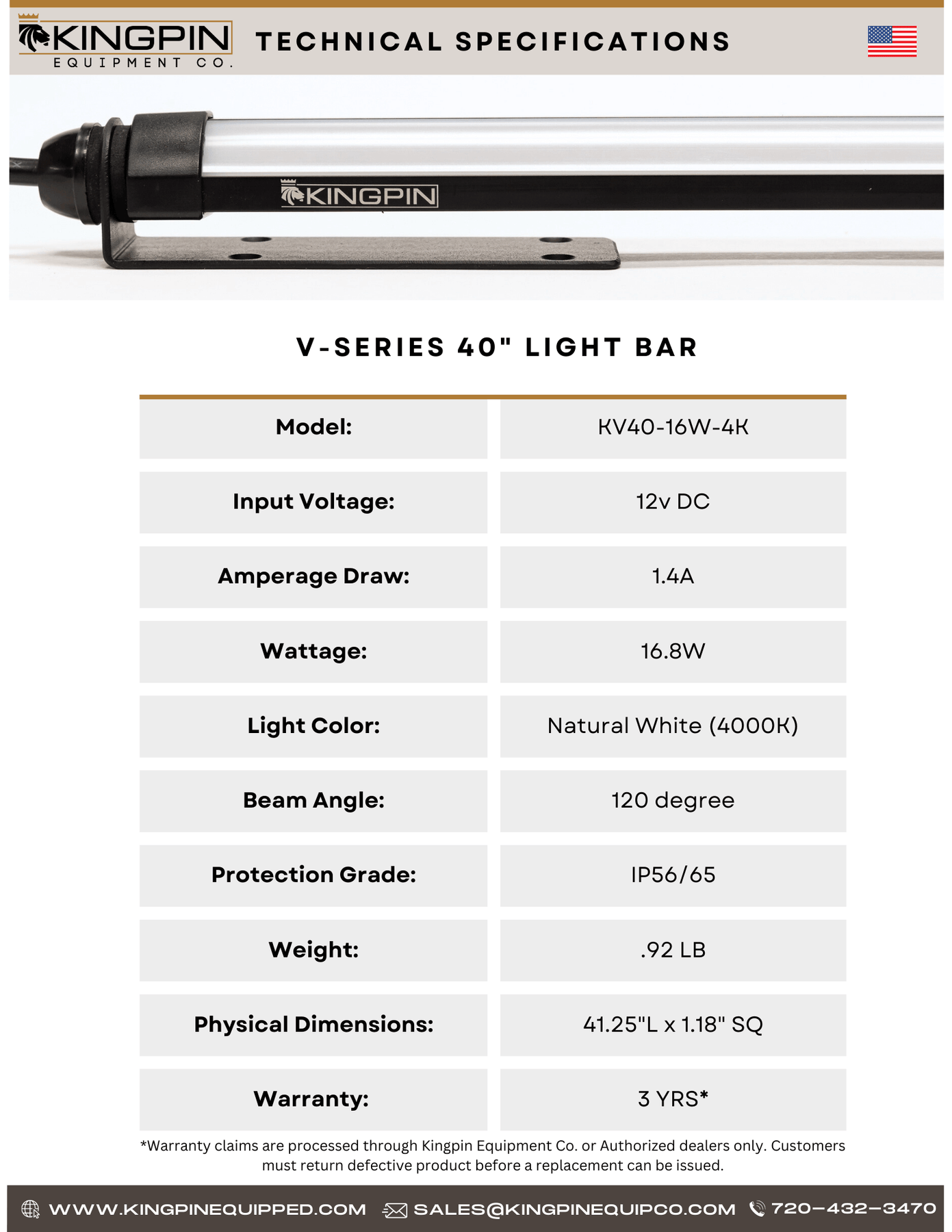 Kingpin V-SERIES 40" LIGHT BAR, 2-PACK