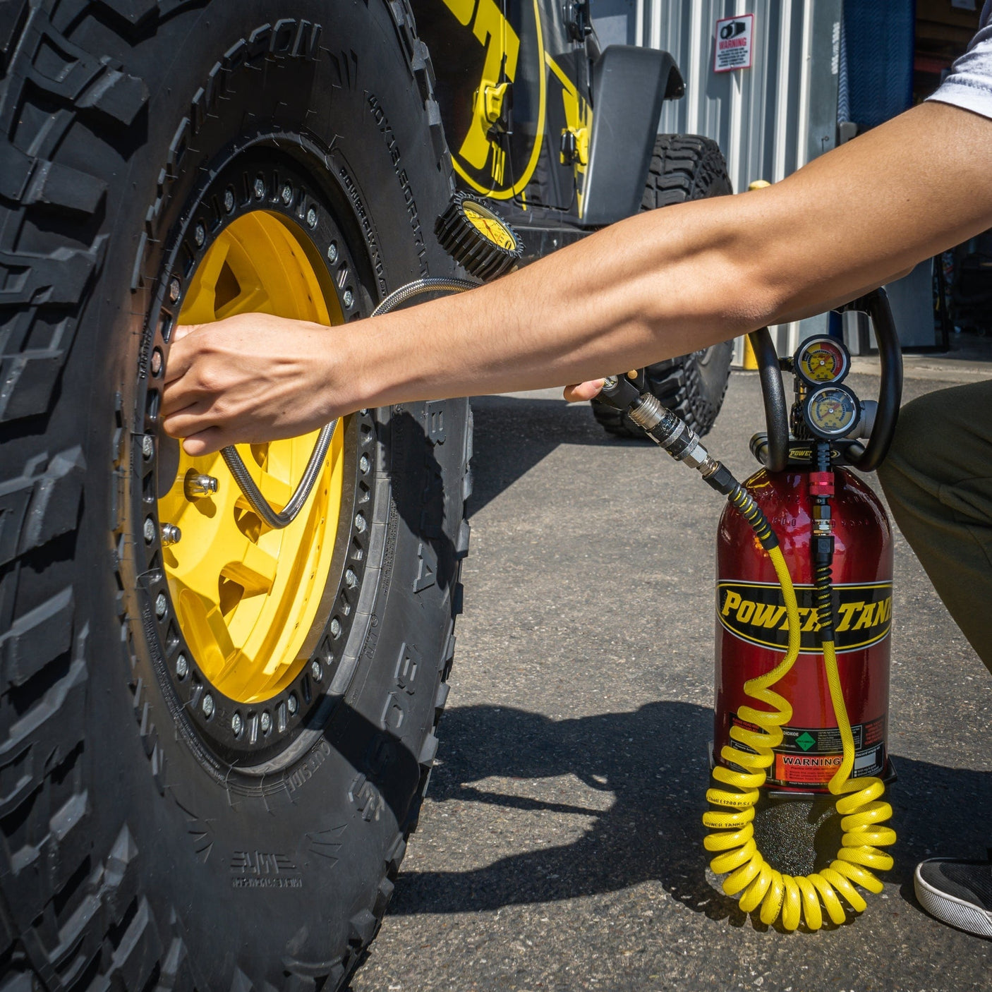 Power Tank Hose Air Hose 10 ft. Coiled 1/4" NPT Male Thread Superflex High Pressure Yellow Power Tank