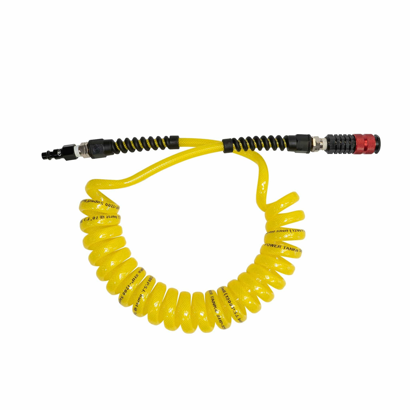 Power Tank Hose Air Hose 10 ft. Coiled 1/4" NPT Male Thread Superflex High Pressure Yellow Power Tank