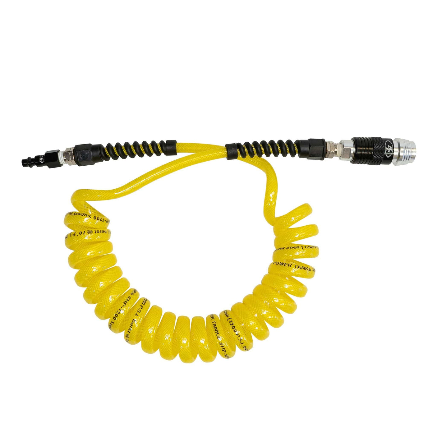 Power Tank Hose Air Hose 10 ft. Coiled 1/4" NPT Male Thread Superflex High Pressure Yellow Power Tank