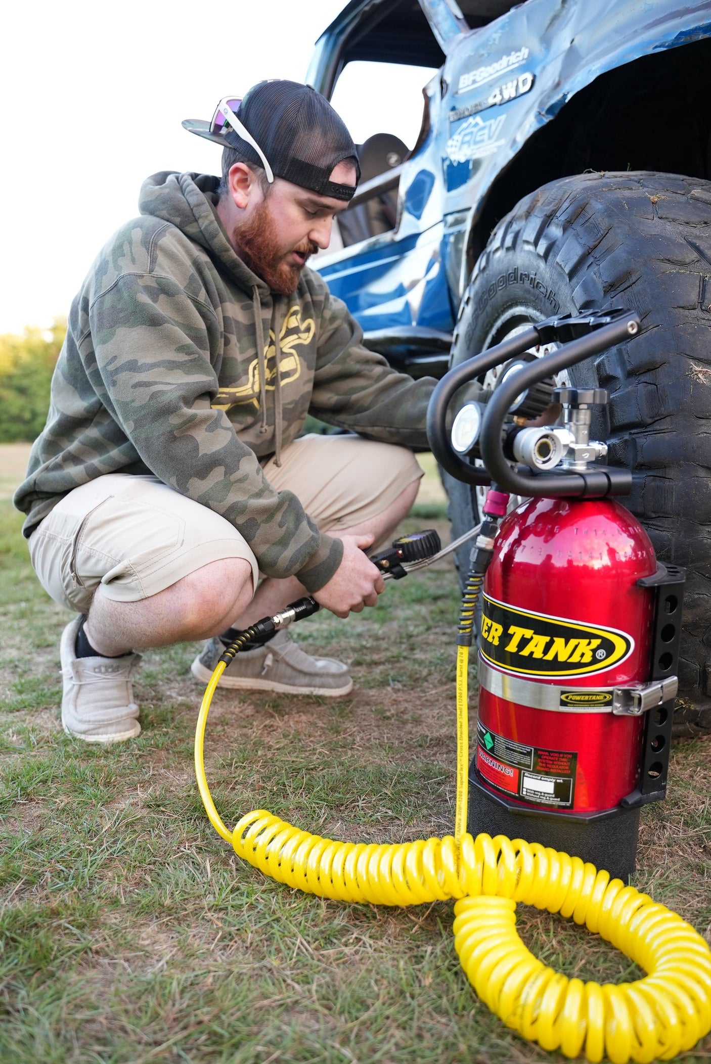 Power Tank Hose Air Hose 30 ft. Coiled 1/4" NPT Male Thread Superflex High Pressure Yellow Power Tank