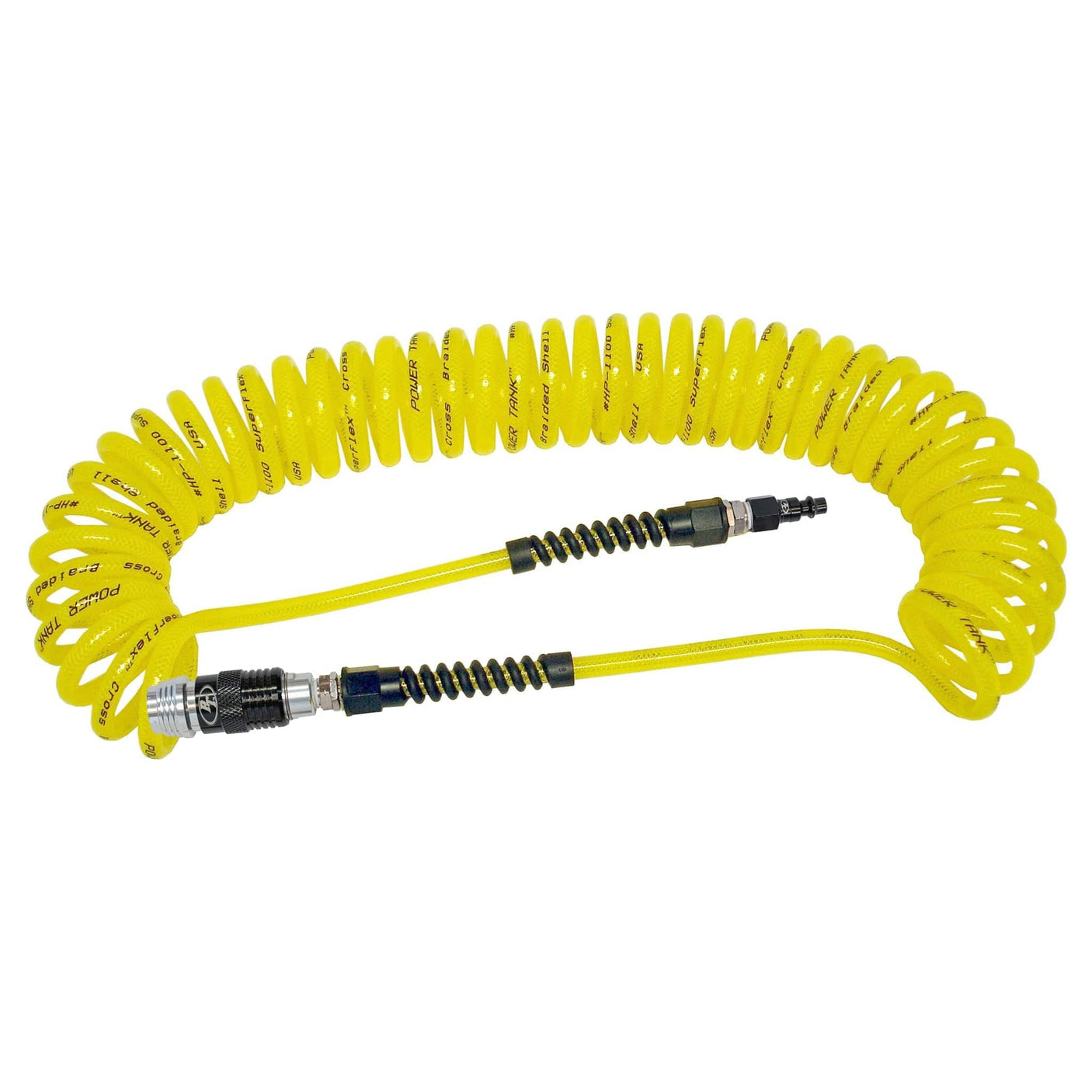 Power Tank Hose Air Hose 30 ft. Coiled 1/4" NPT Male Thread Superflex High Pressure Yellow Power Tank