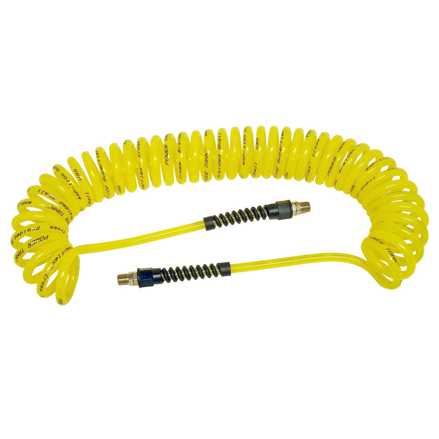 Power Tank Hose Air Hose 30 ft. Coiled 1/4" NPT Male Thread Superflex High Pressure Yellow Power Tank