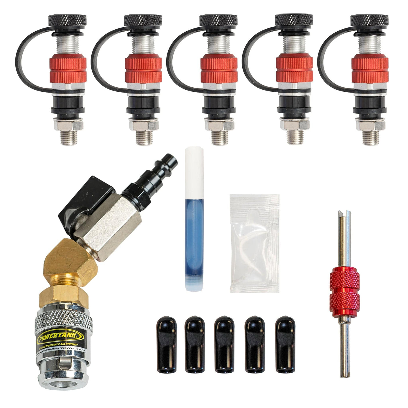 Power Tank Monster Valves Monster Valve Flat2 - Dual Valve stem wheels - 5 pack with Install tools