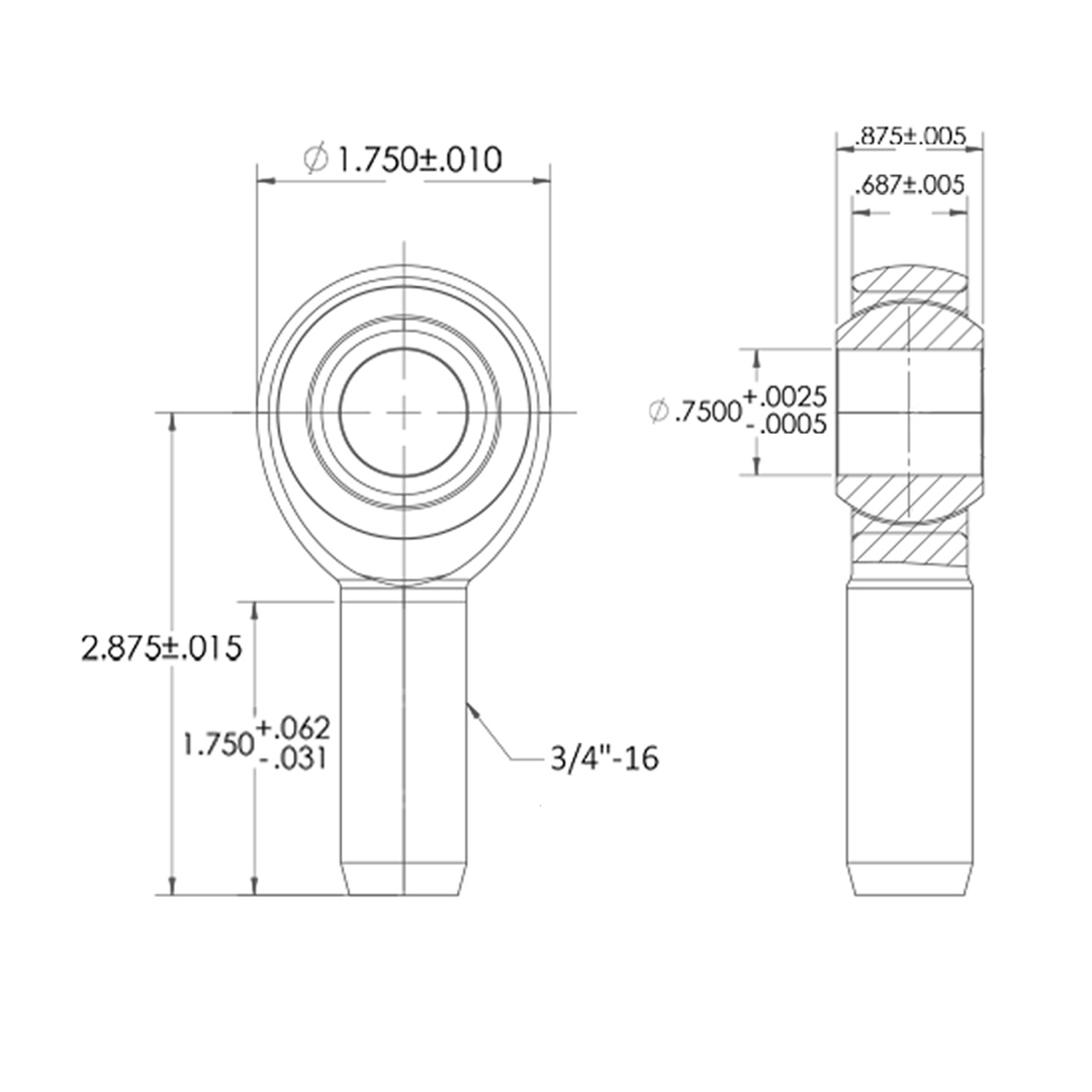 PROBEARING 3/4" Bore x 3/4-16 Thread Pro 8 Series Rod Ends