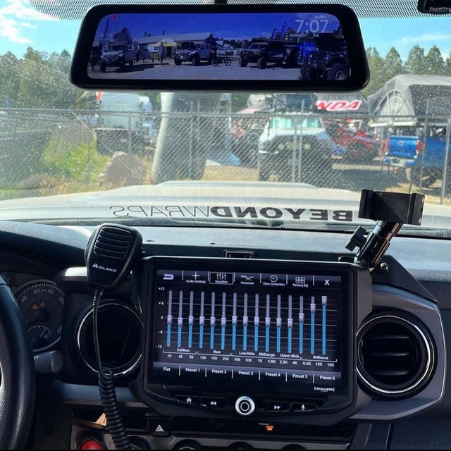 TacomaForce CLEAR-VIEW UNIVERSAL REAR VIEW MIRROR REPLACEMENT MONITOR WITH DVR AND BACKUP CAMERA KIT