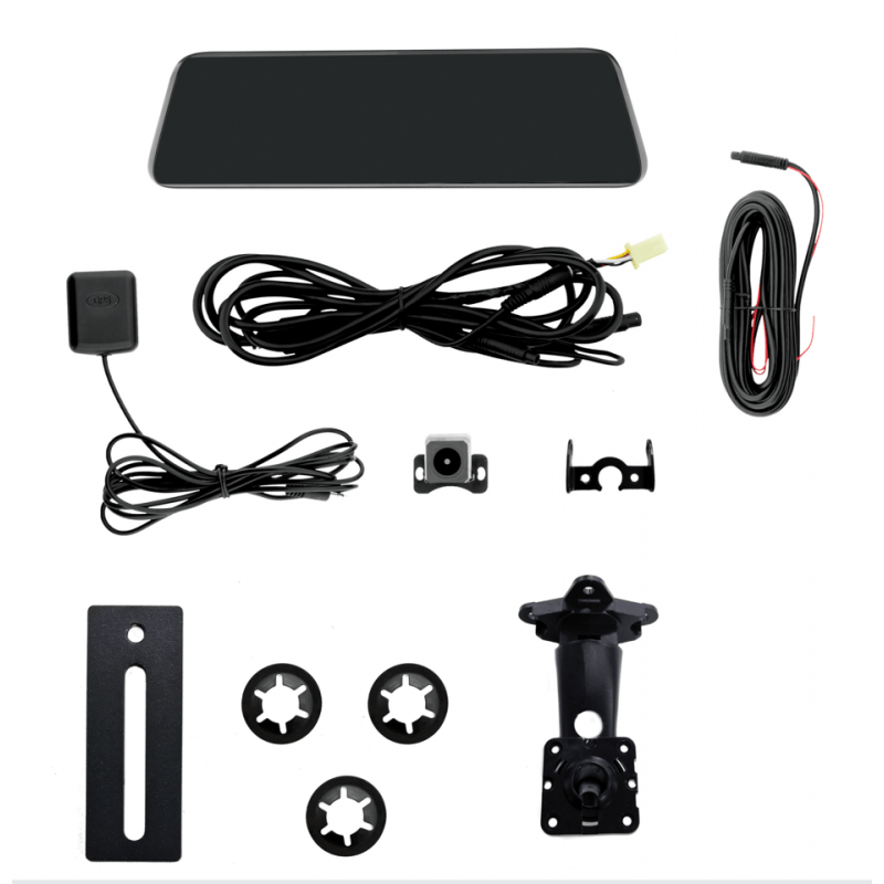 TacomaForce CLEAR-VIEW UNIVERSAL REAR VIEW MIRROR REPLACEMENT MONITOR WITH DVR AND BACKUP CAMERA KIT