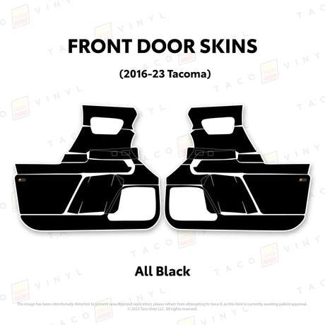 TacomaForce Front Driver/ Passenger / All Black 2016-2023 3rd Gen Tacoma Door Skins – Ultimate Protection & Style