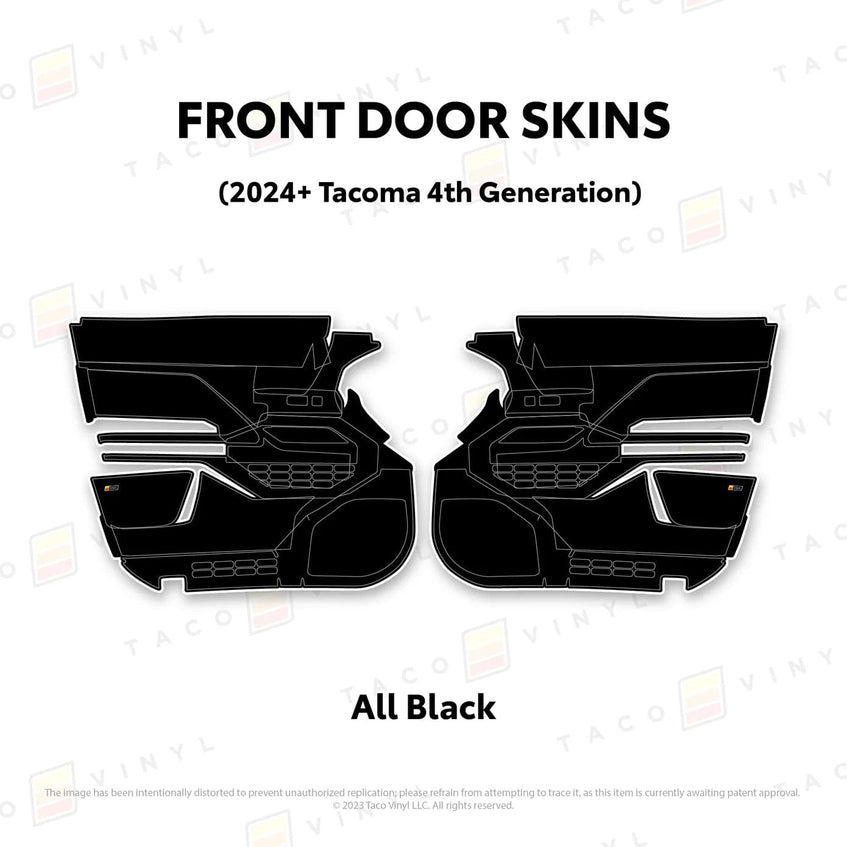 TacomaForce Front Driver/ Passenger / All Black 4th Gen Tacoma Door Skins