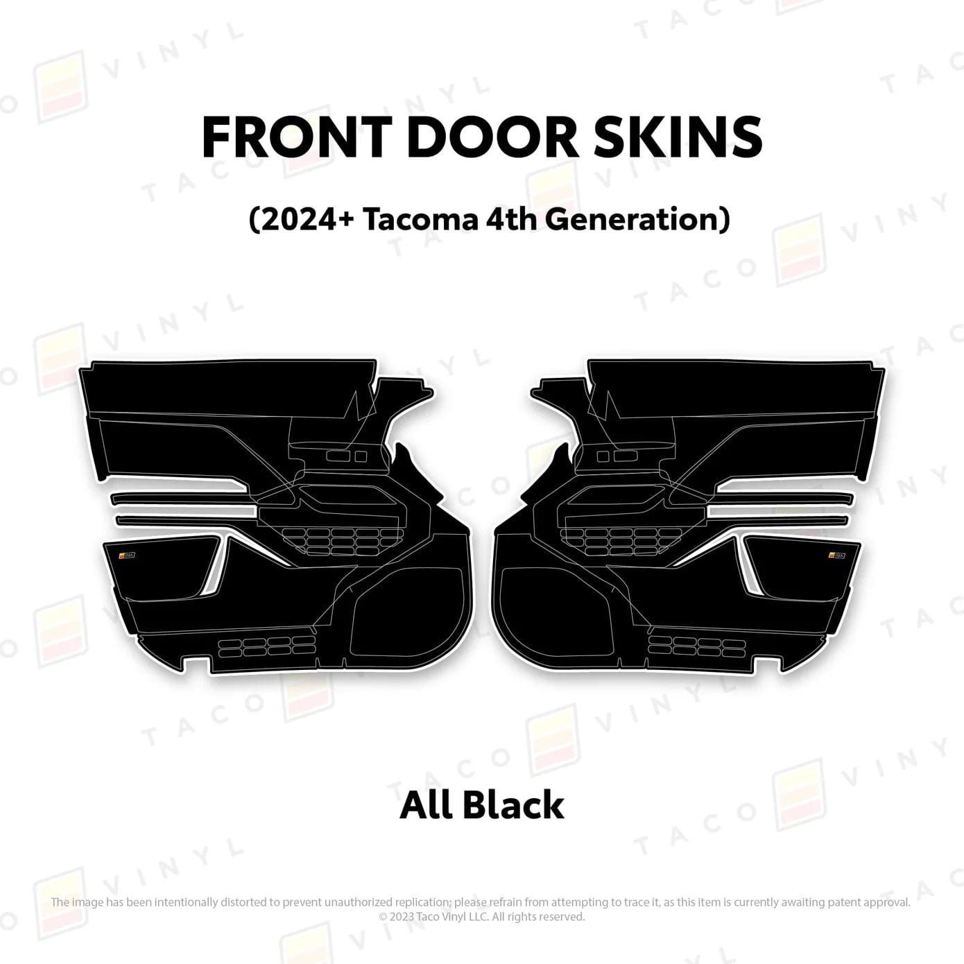 TacomaForce Front Driver/ Passenger / All Black 4th Gen Tacoma Door Skins