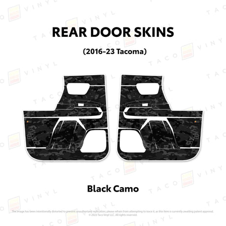 TacomaForce Front Driver/ Passenger / Black Camo 2016-2023 3rd Gen Tacoma Door Skins – Ultimate Protection & Style