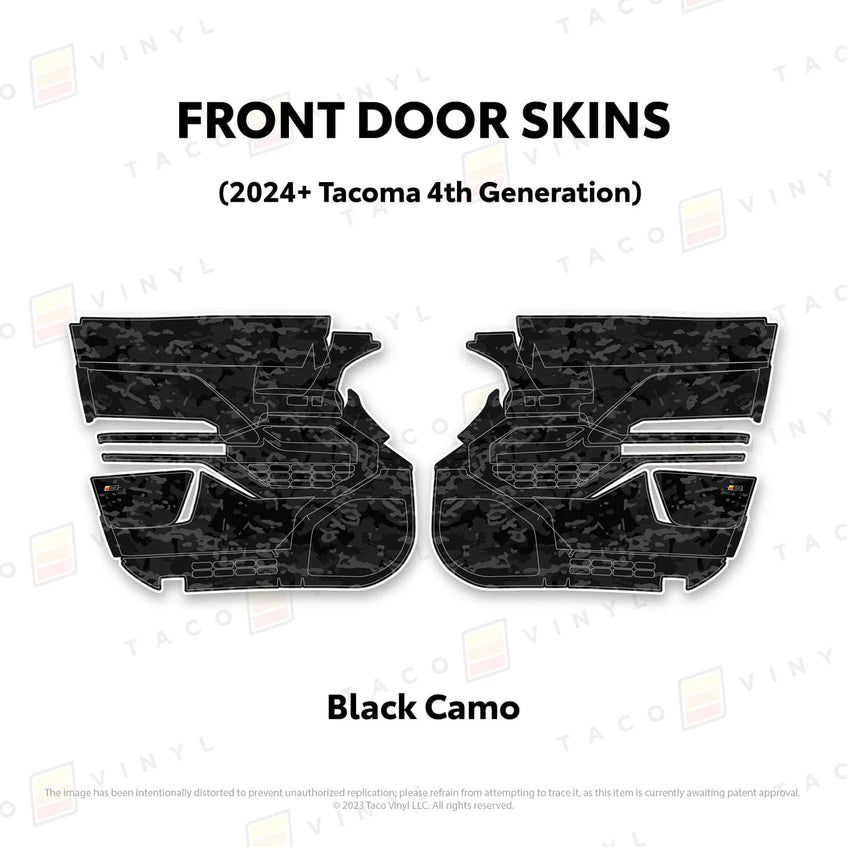 TacomaForce Front Driver/ Passenger / Black Camo 4th Gen Tacoma Door Skins